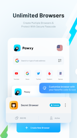 Pawxy — Fast VPN & Web Browser - скриншот 1